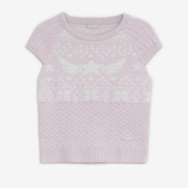 허그유어스킨 스타 윙 니트 탑 핑크