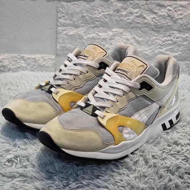 7w-11:푸마 트리노믹 러닝 스니커즈 화이트 옐로우 280mm