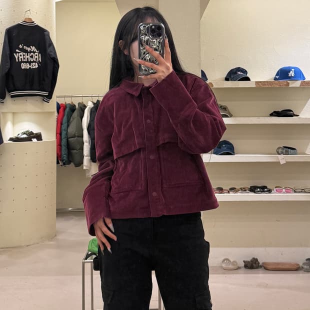 노스페이스 버건디 코듀로이 자켓 U1045