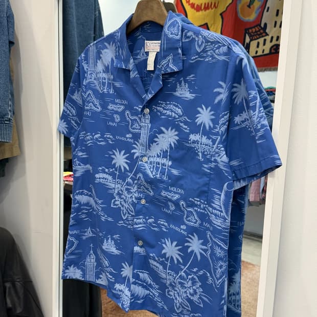 80s Vtg 빈티지 하와이안 반팔 셔츠 (made in hawaii)