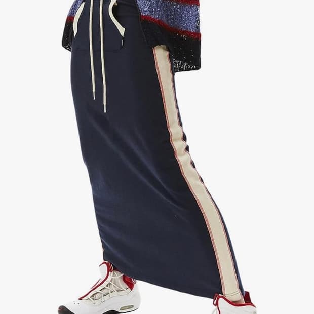 Color Block Long Skirt Navy/Cream