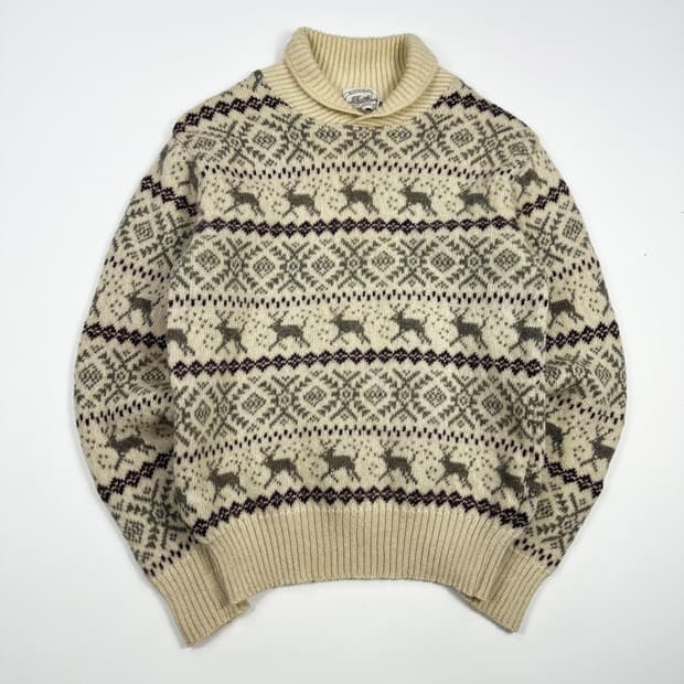 JPN 재팬빈티지 노르딕패턴 숄카라 니트 여성M