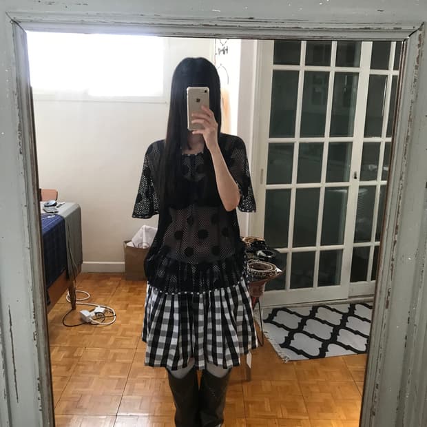 vintage check pattern skirt