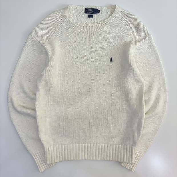 Polo 폴로 랄프로렌 90‘s 화이트 코튼라운드 니트