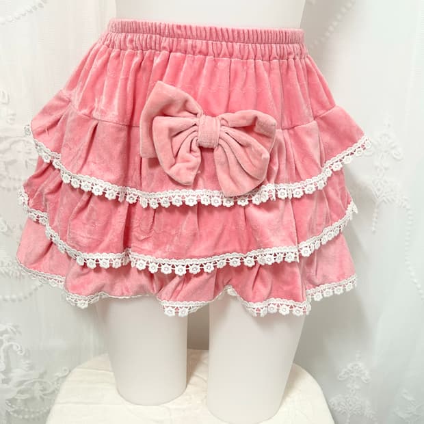 Handmade pink ribbon lace skirt 히메갸루