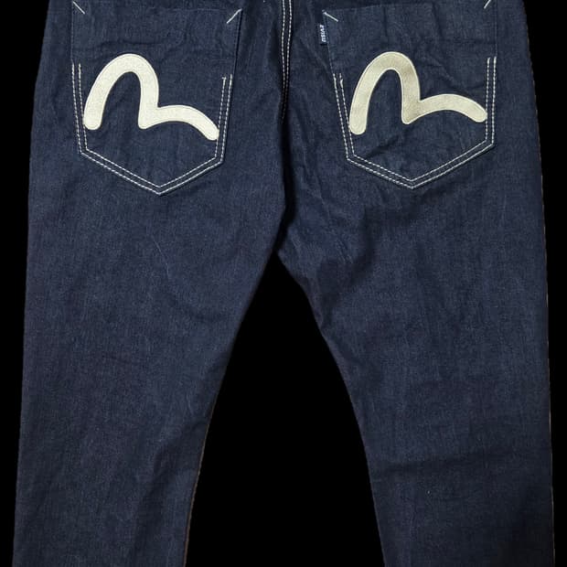 에비수 백자수패치 데님팬츠