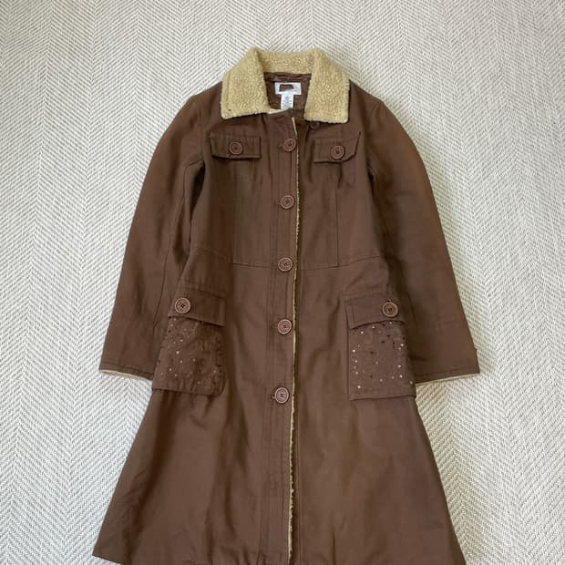 아르마니 익스체인지 스팽글 보아카라 롱 코트