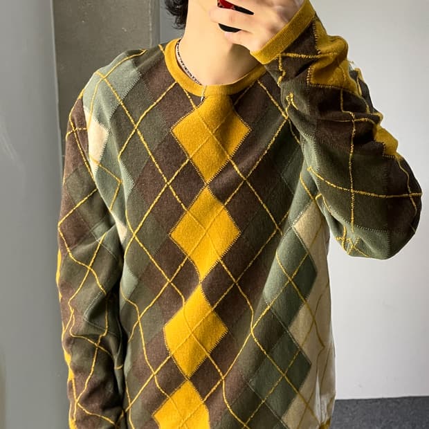 버버리 아가일 울 스웨터