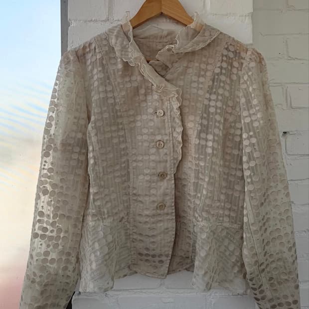 #3 Sheer Polka-Dot Ruffle Blouse