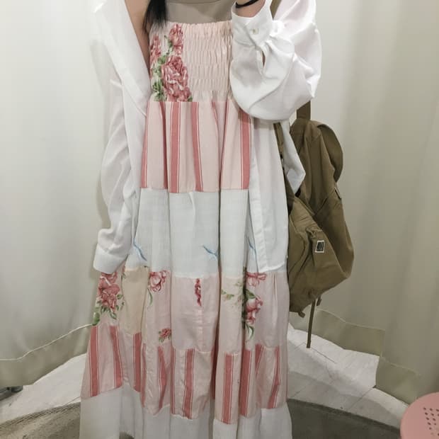 핑크 패치 끈원피스 