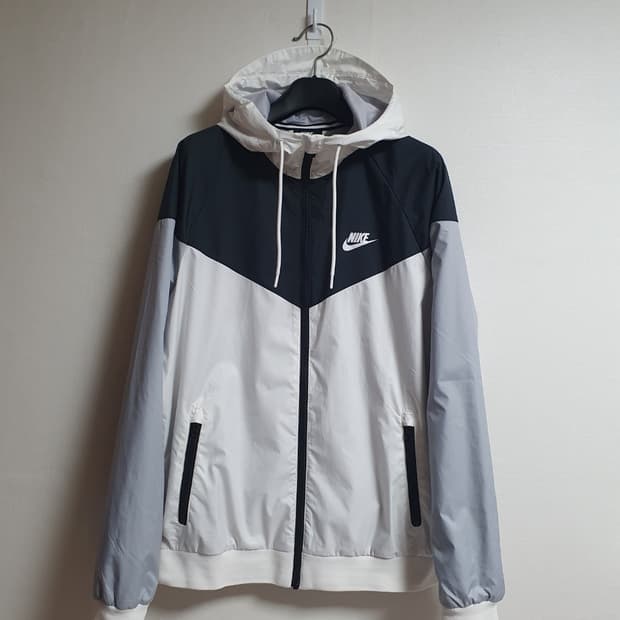 나이키 윈드러너 후드 바람막이 자켓 화이트 그레이 블랙 95