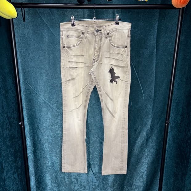 (31) Lee 라이더스 독수리 프린팅 그레이 진 made in JAPA