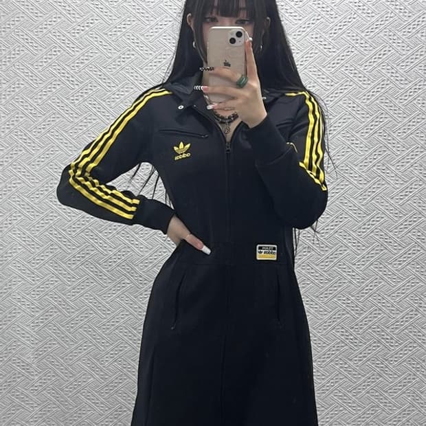 아디다스 흑탭 유로파 Y2K 키치 져지 미니 원피스 85 C10233