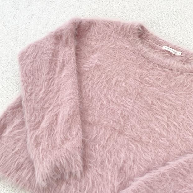 로즈핑크 헤어리 퍼 여리핏 니트