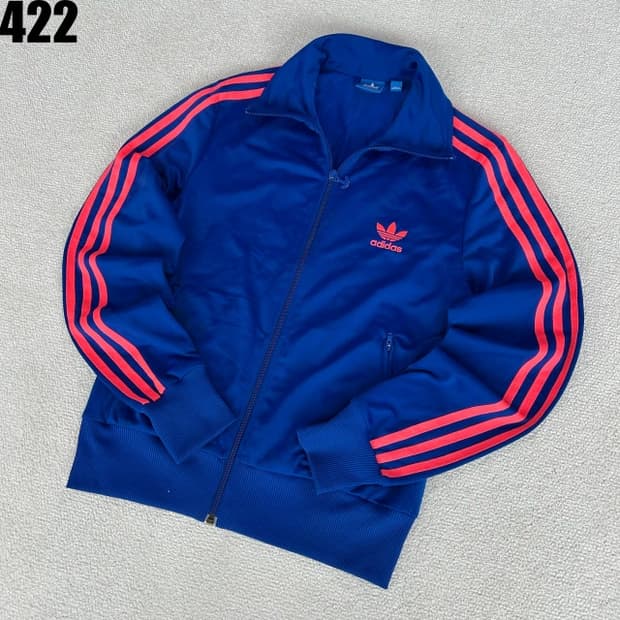 아디다스 삼선 트랙탑 핑크/블루 져지 95