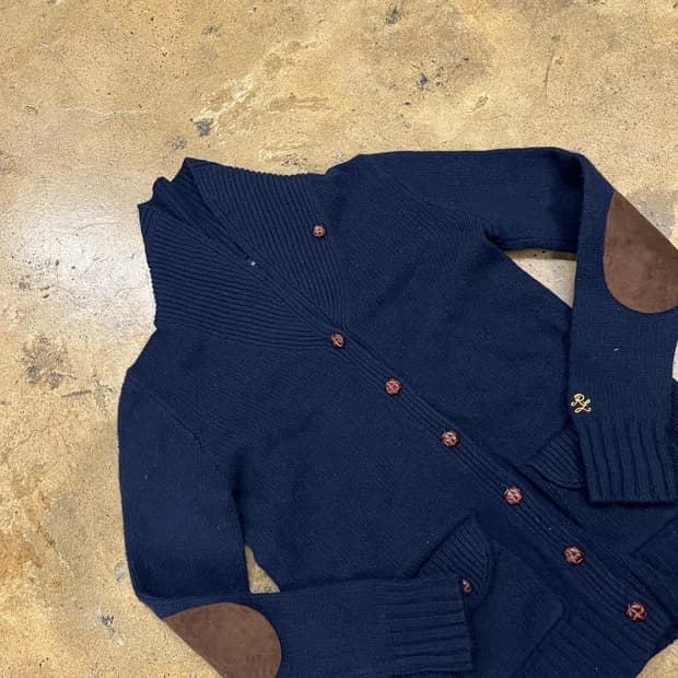 [정품/XL] 폴로 랄프로렌 네이비 엘보우패치 가디건 b8