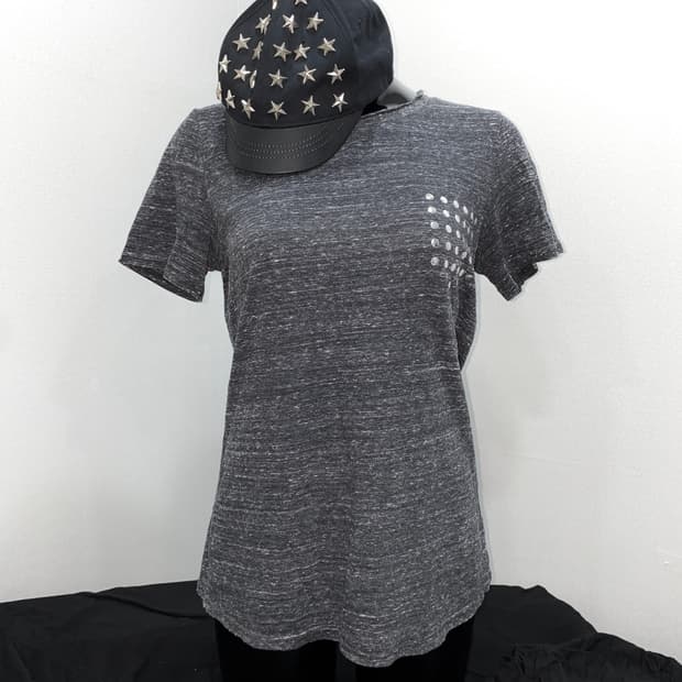 Studded Melange Grey T-Shirt