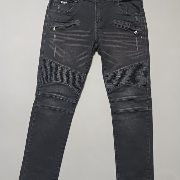[32] 발망 스크래치 블랙 바이커진 청바지