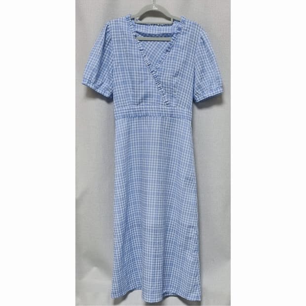 뒷리본 트임 롱 원피스