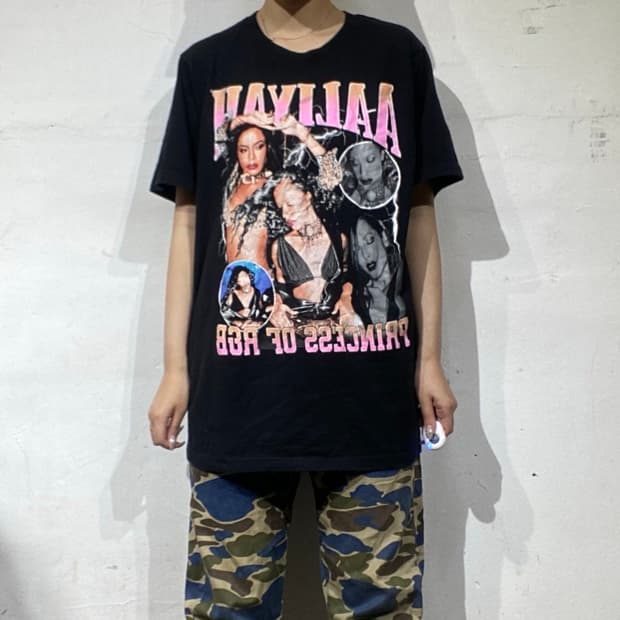 알리야 Aaliyah 'Princess of R&B' 빈티지 랩 티셔츠