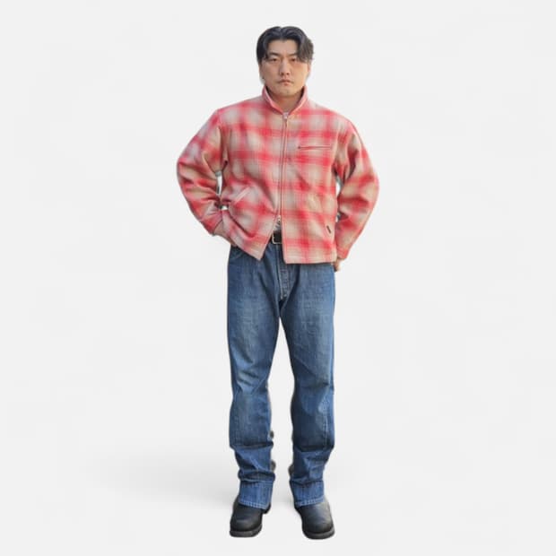 DYSLEXIA 커스텀 울 체크 자켓 L M0098