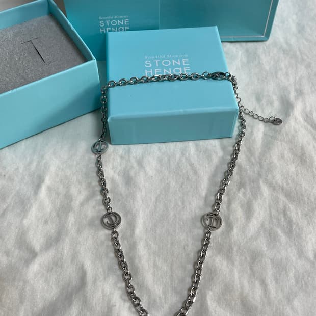 스톤헨지 정품 실버 체인 쓰리링크 목걸이 길이조절용이