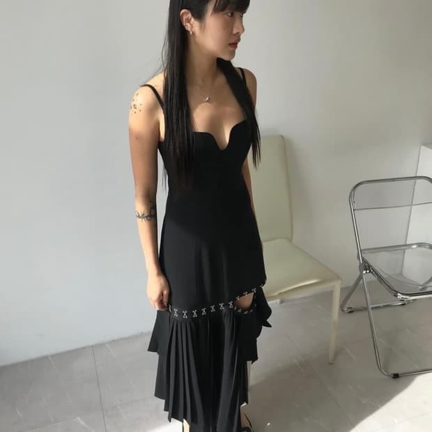 RokhxH&M 레이어드 스커트 어시메트릭 드레스