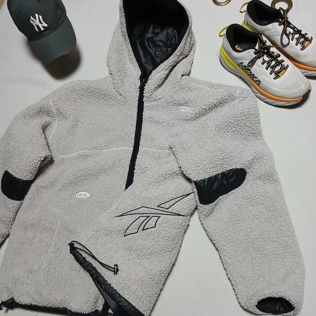 리복 라이풀 콜라보 양면 후리스 패딩 리버서블 겨울 자켓