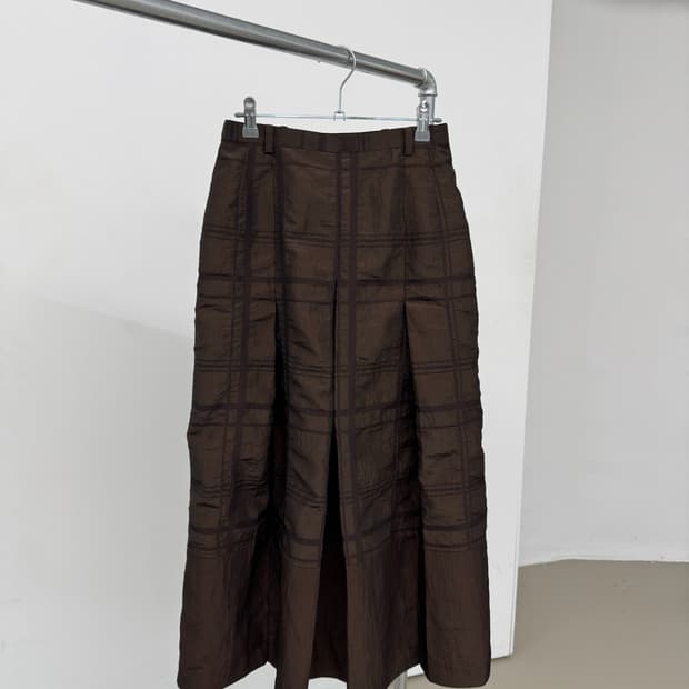 브라운 체크 롱스커트 Brown Check Long Skirt