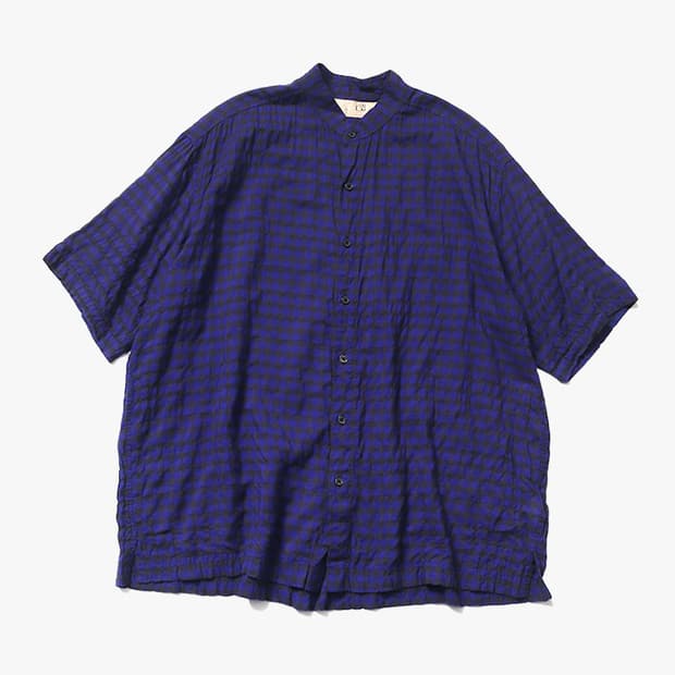 NANO UNIVERSE - BAND COLLAR CHECK SHIRT