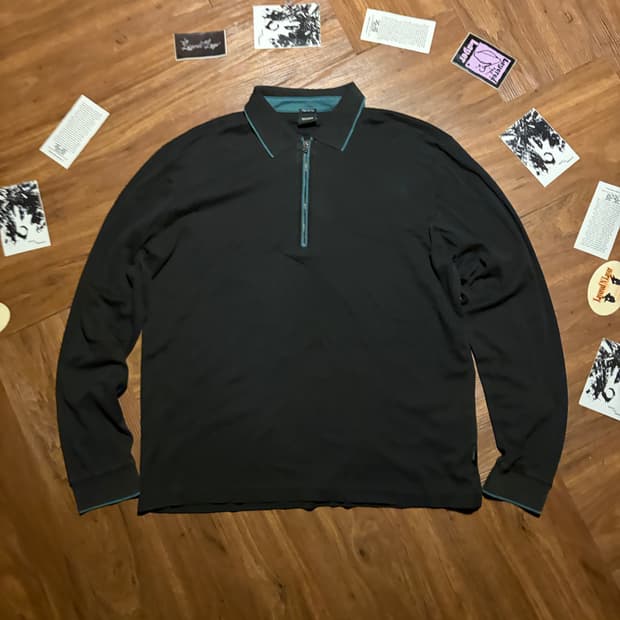 BOSS SUPIMA COTTON ZIP UP POLO SHIRT