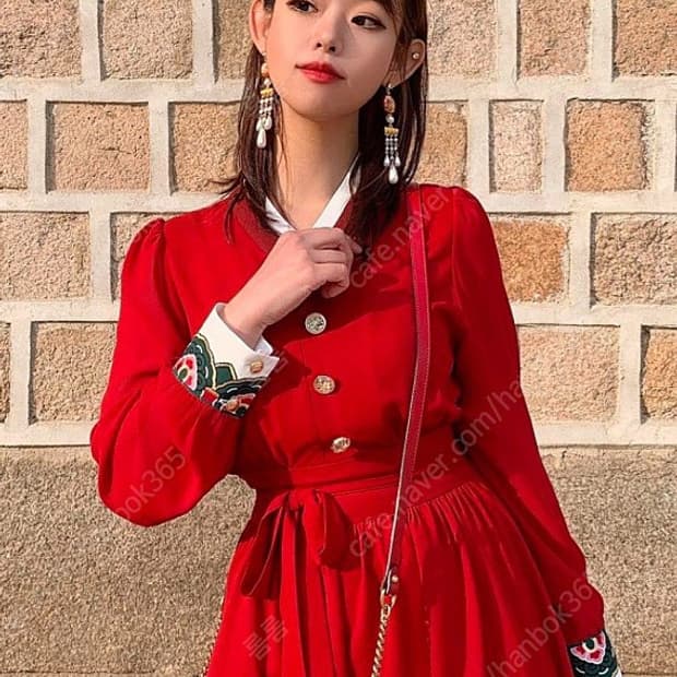 생활한복 하플리 레드 단청원피스L