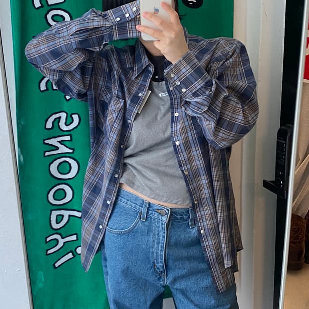 Vintage 체크 셔츠 (Man XL) [Y7]