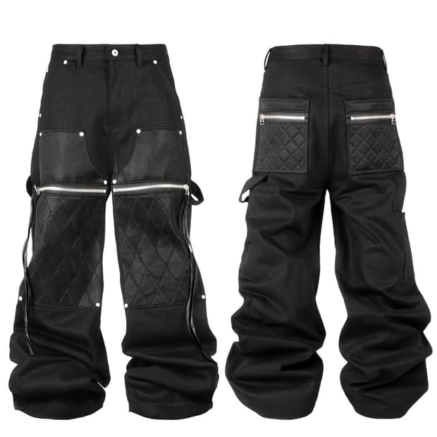 Mash Panel Leather Knee Waxed Denim