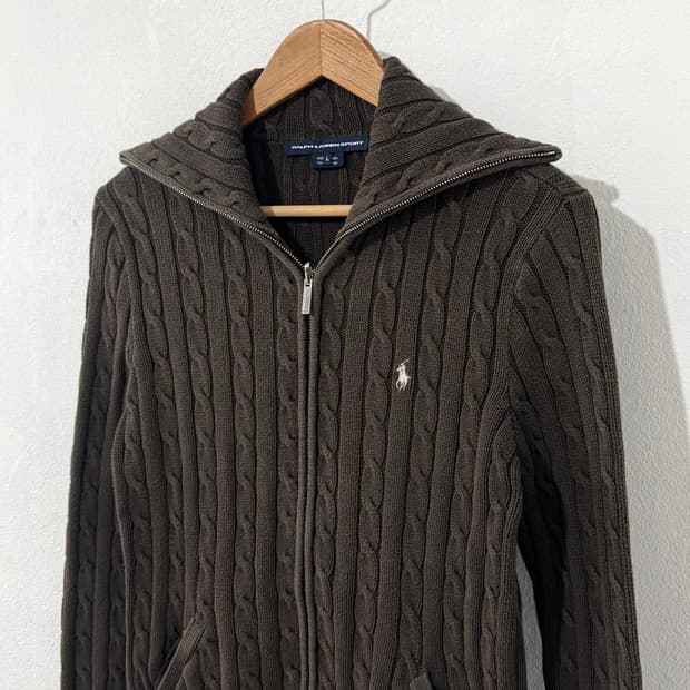 폴로 브라운 니트 세라 집업