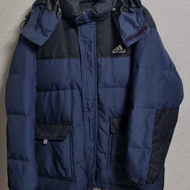 L (100) 아디다스 빈티지 네이비 덕다운 오리털 패딩