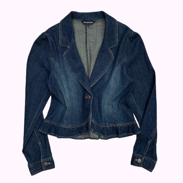 AVARICE frill detail denim jacket