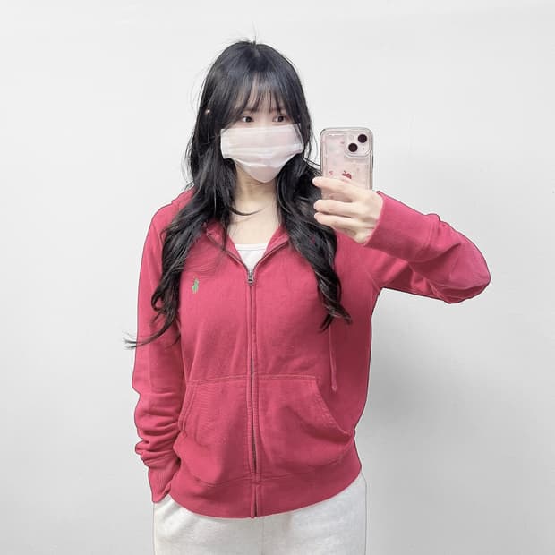 폴로 랄프로렌 포니 로고 후드집업 핑크
