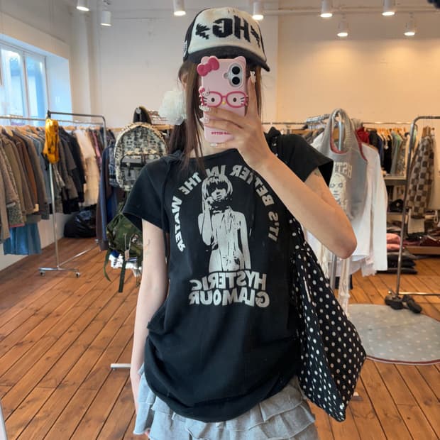 히스테릭글래머 반팔 후드 원피스