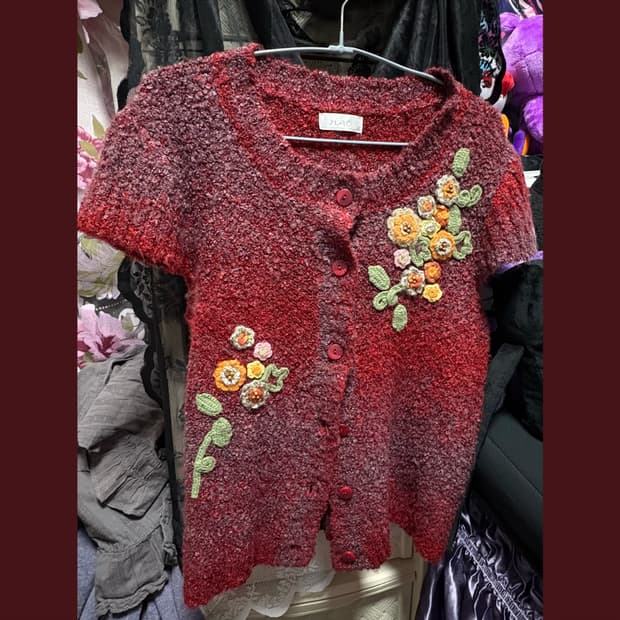 히피 모리걸 플라워 니트 가디건 일본 빈티지 모리