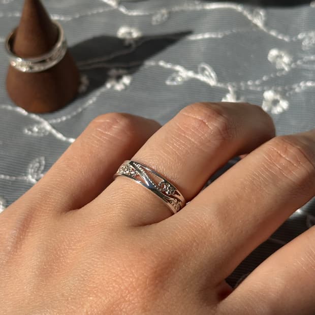 Floral Milgrain Band 925Silver Ring