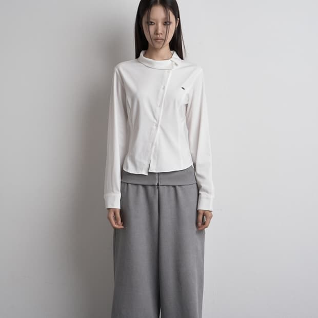 시너진 언발 셔츠 화이트 DIAGONAL UNBALANCED SHIRT