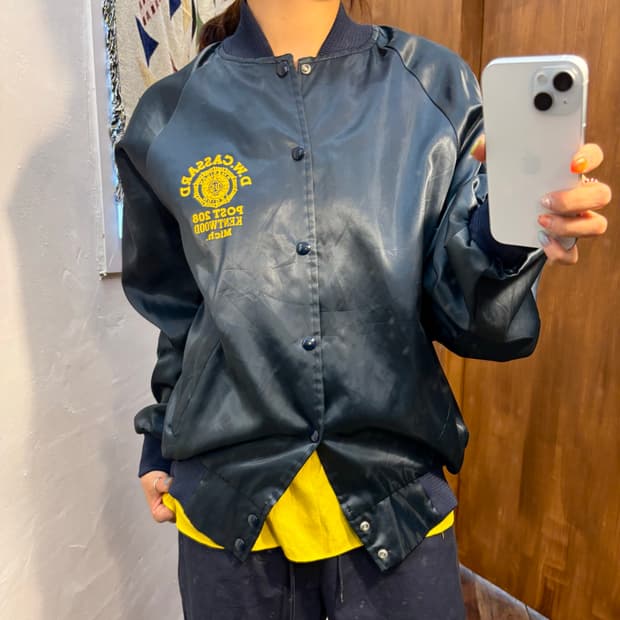 USA 빈티지 올드스쿨 백프린팅 바시티 자켓 (h227)