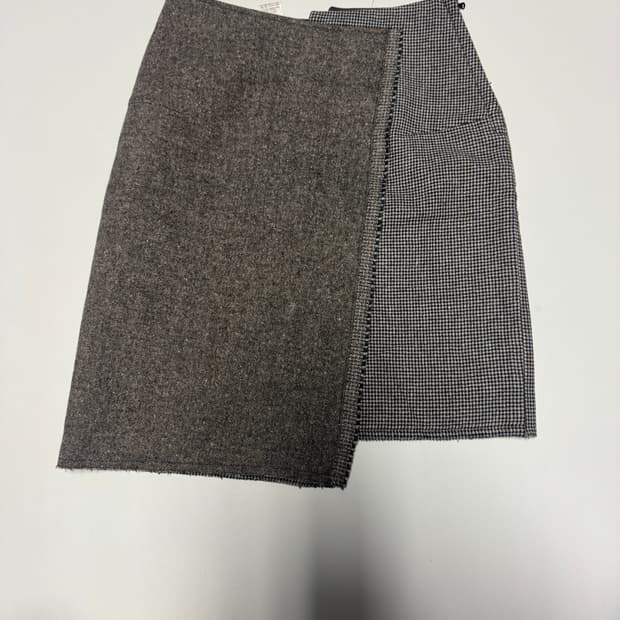 여성 한섬 타임 Time 투 톤 체크 스커트 울 치마