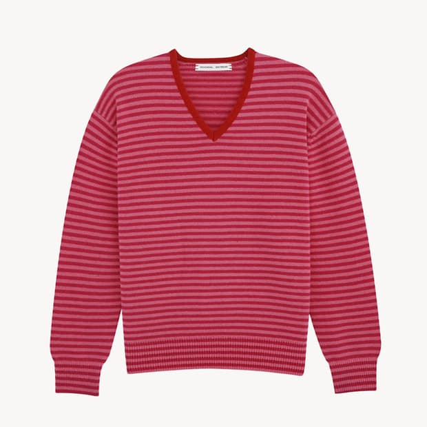 문달 risca 니트 핑크 스트라이프