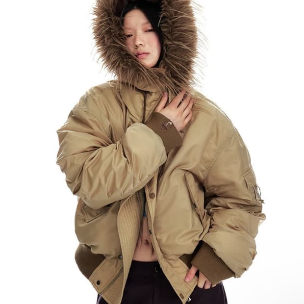 Jikoo 퍼 후드 패딩자켓