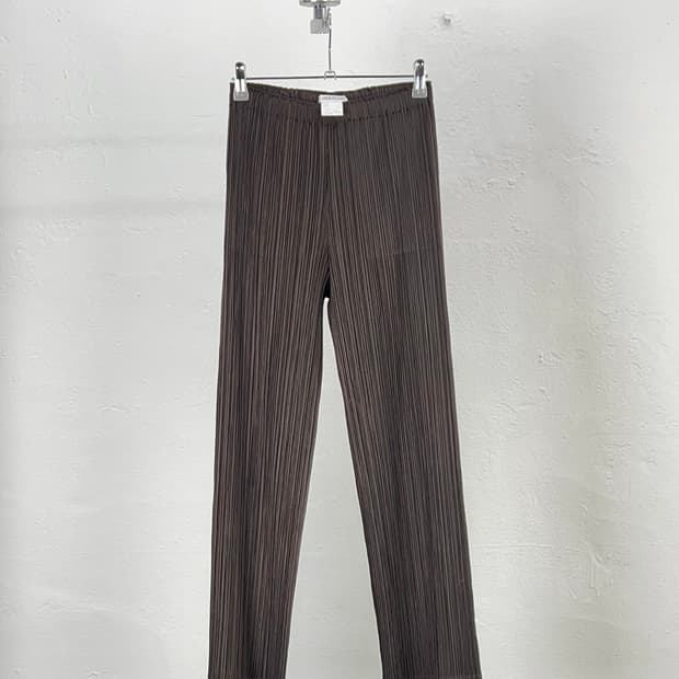 플리츠 플리즈 브라운 레그 스트레이트 플리츠 팬츠