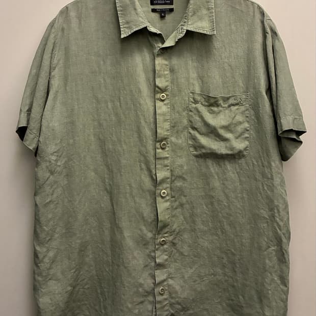 (L~XL)APC 아페쎄 리넨 포켓 릴렉스 반팔셔츠 올리브