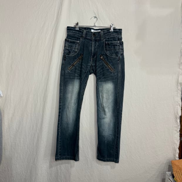 JP 더블 웨이스트 캣브러쉬 데님 팬츠