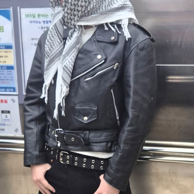 더블 라이더 자켓 소 가죽100